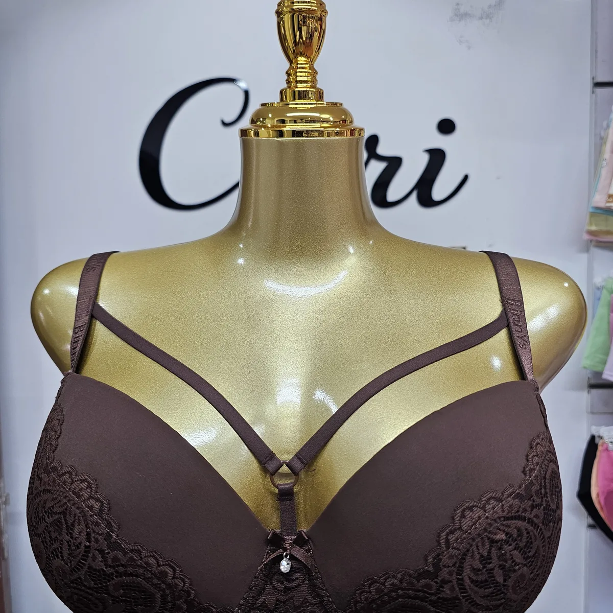 40D Strappy Lace Detail Bra for Women