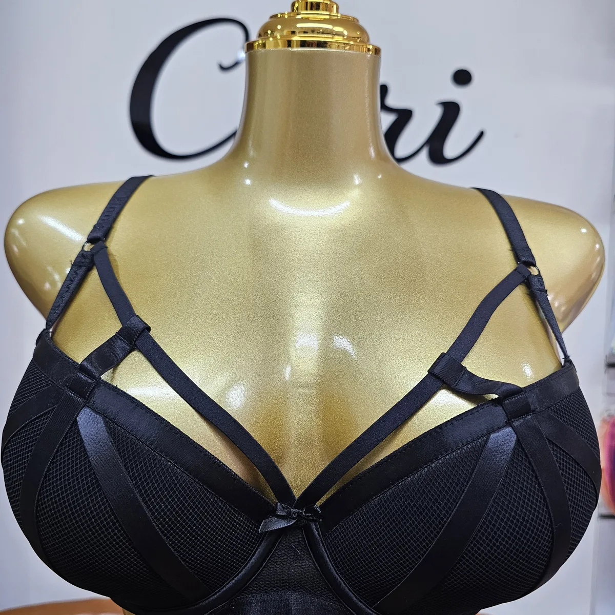 C-Cup Strappy Mesh Detail Bra for Women