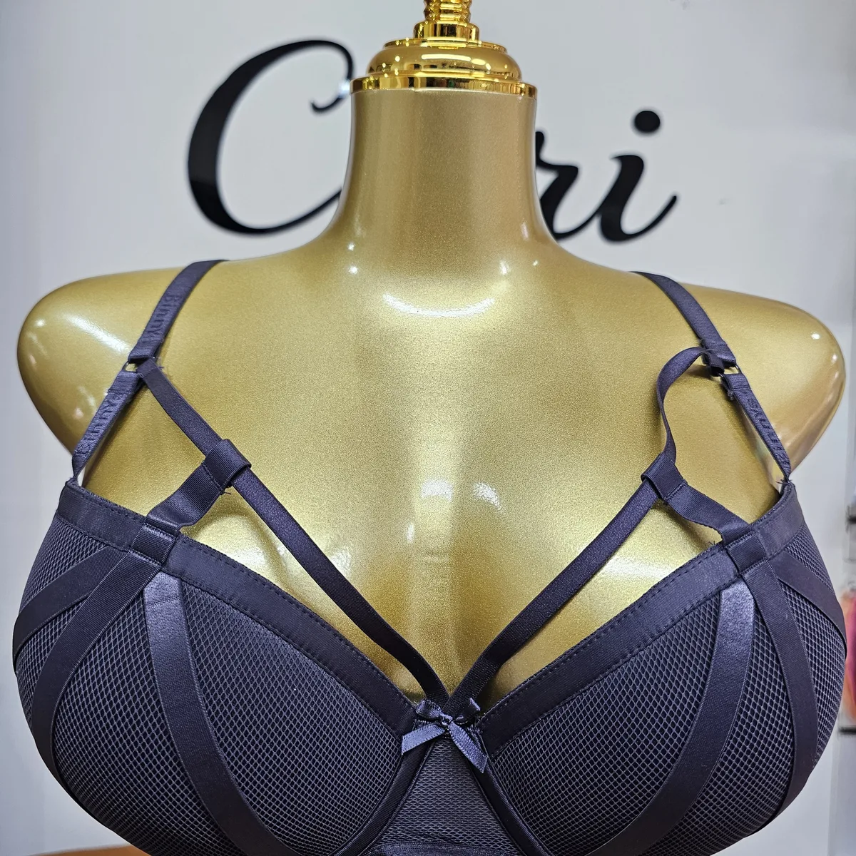 C-Cup Strappy Mesh Detail Bra for Women