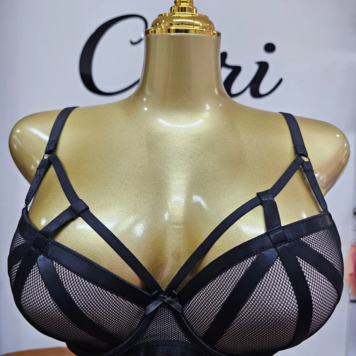 C-Cup Strappy Mesh Detail Bra for Women
