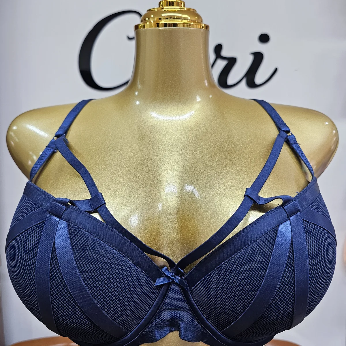 C-Cup Strappy Mesh Detail Bra for Women
