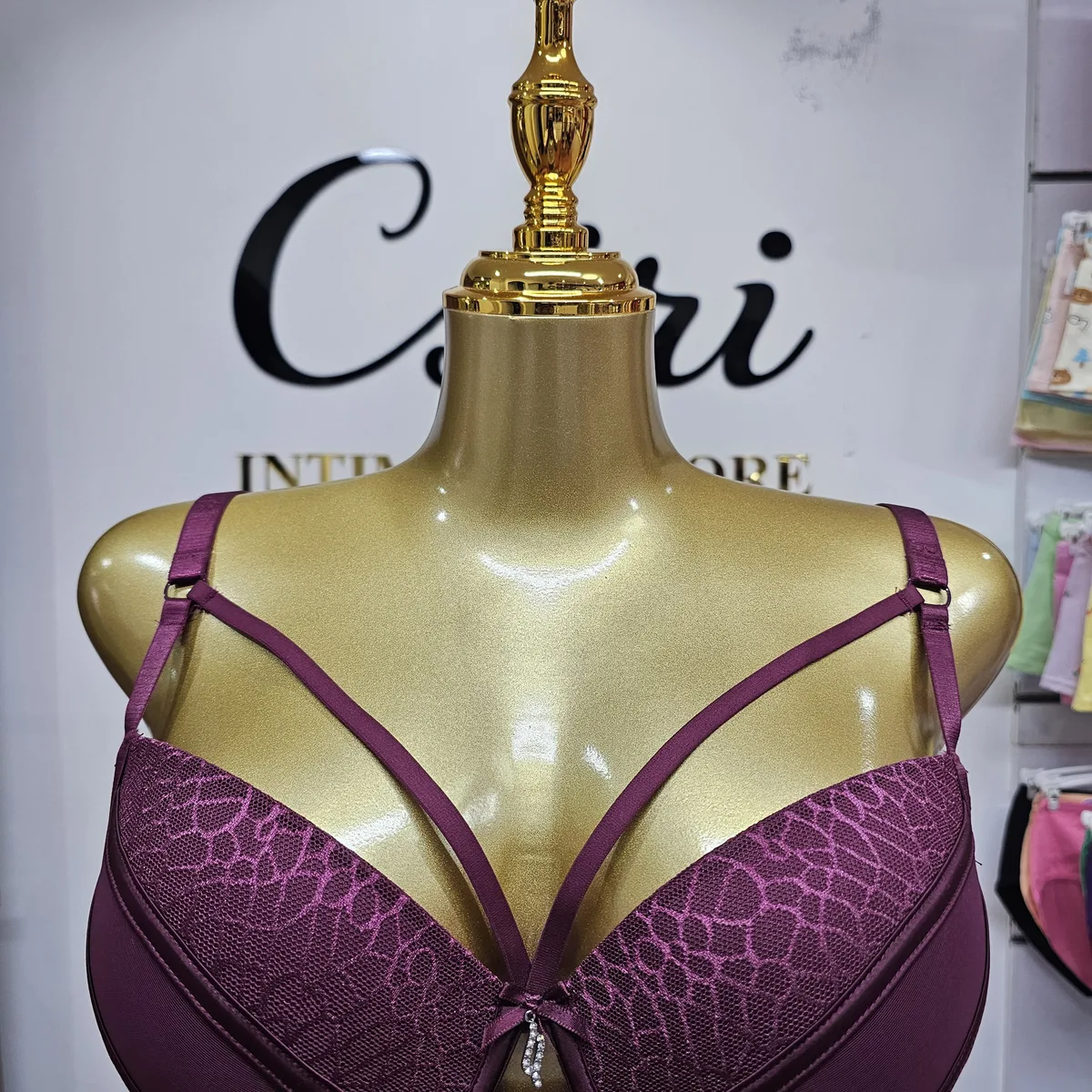 40D Strappy Lace Detail Bra for Women